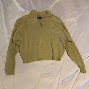 Zipper sweater in faded lime green